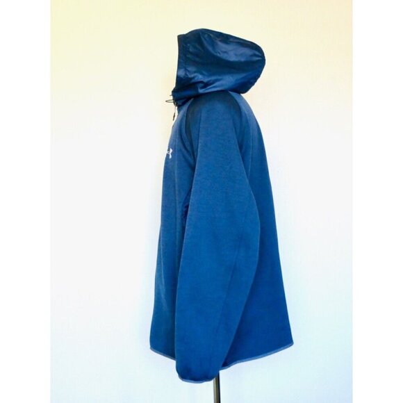 NEW! Under Armour Cold Gear Storm Fleece Lined Hooded Full Zip Jacket Blue 2XL - Picture 4 of 7